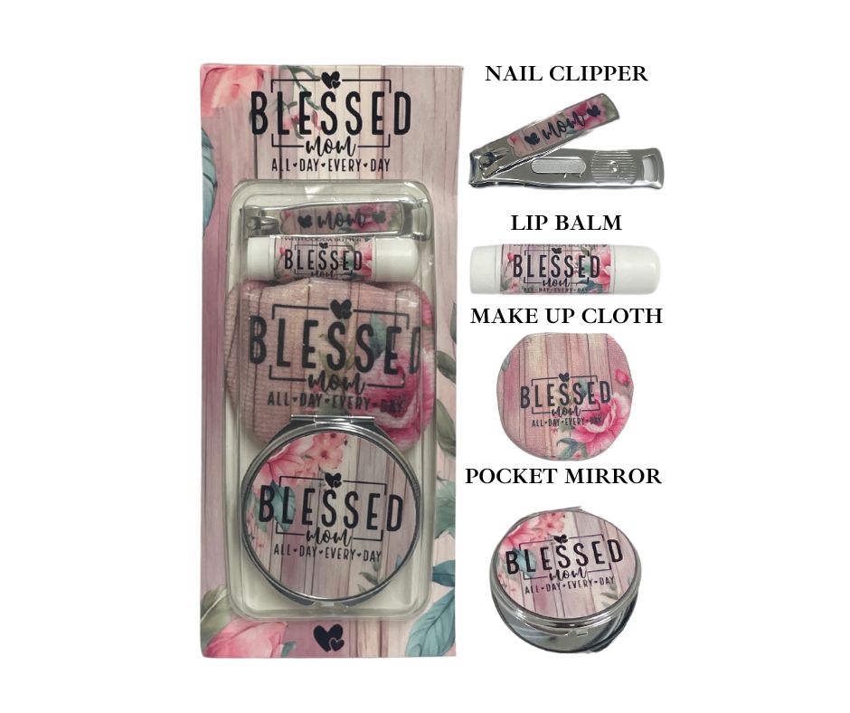 Printed Beauty Kit (Nail Clipper, Lip Balm, Make Up Cloth, Mirror)