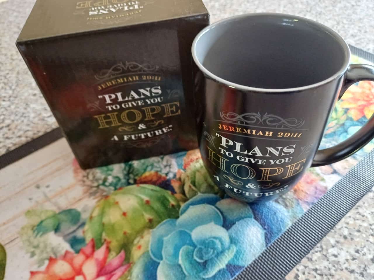 Plans To Give You Hope And A Future Black And Grey Ceramic Mug - Jer 29:11