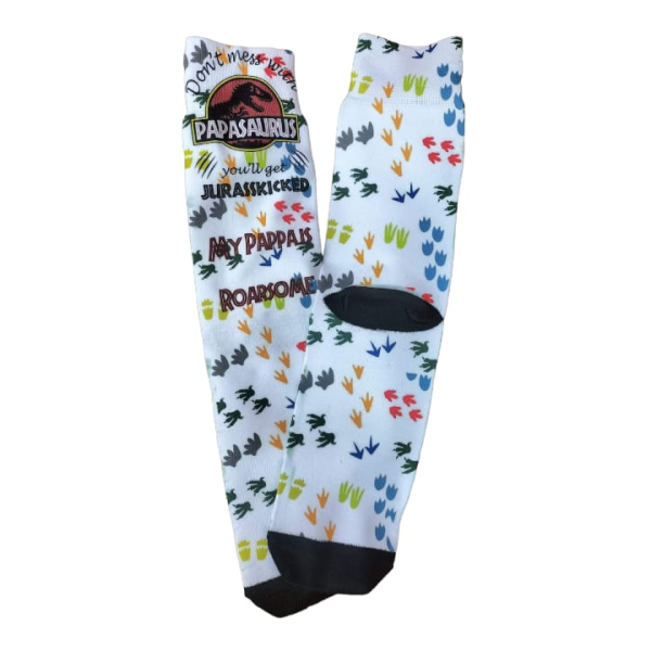 Funky Printed Socks - Papasaurus