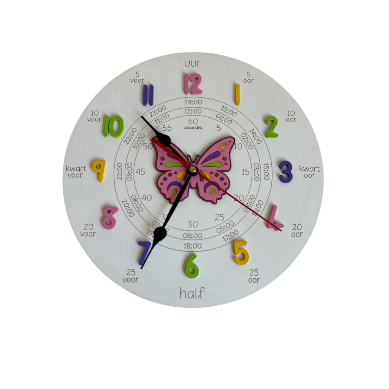 Butterfly Design Wall Clock - Teaching Time with Automatic Dial Pointers