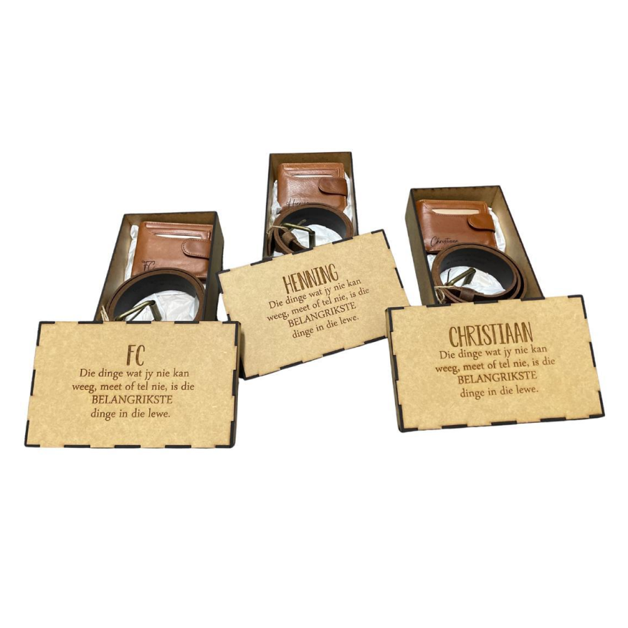 Personalized Engraved Leather Wallet & Belt Combo