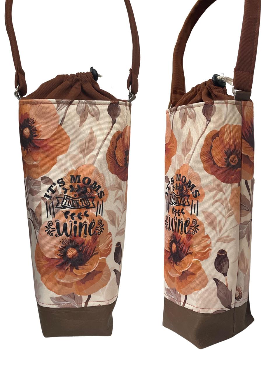 Printed Fabric Wine Bottle Bag