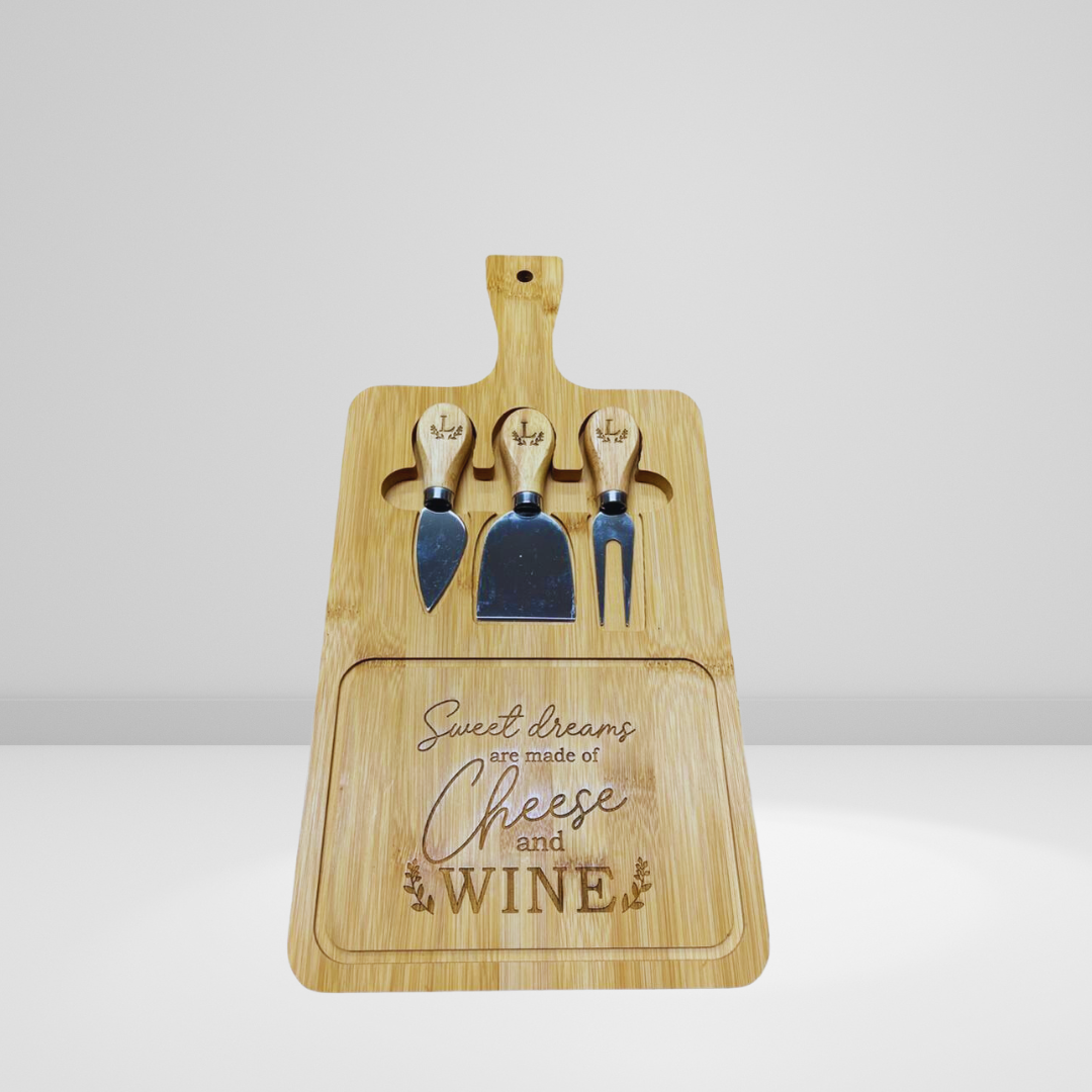Standard Engraved Cheese Board with Utensils