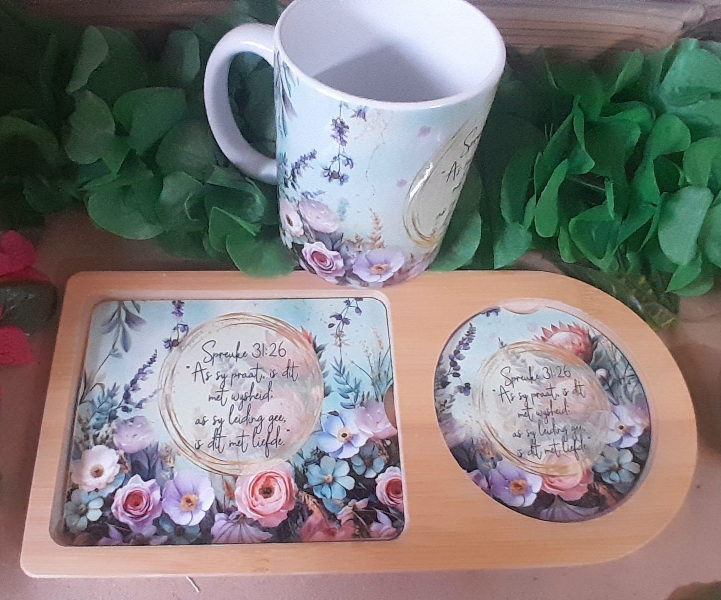 Printed Rusk / Biscuit Wooden Board with Mug