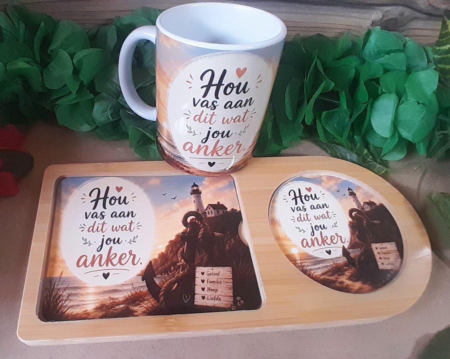 Printed Rusk / Biscuit Wooden Board with Mug
