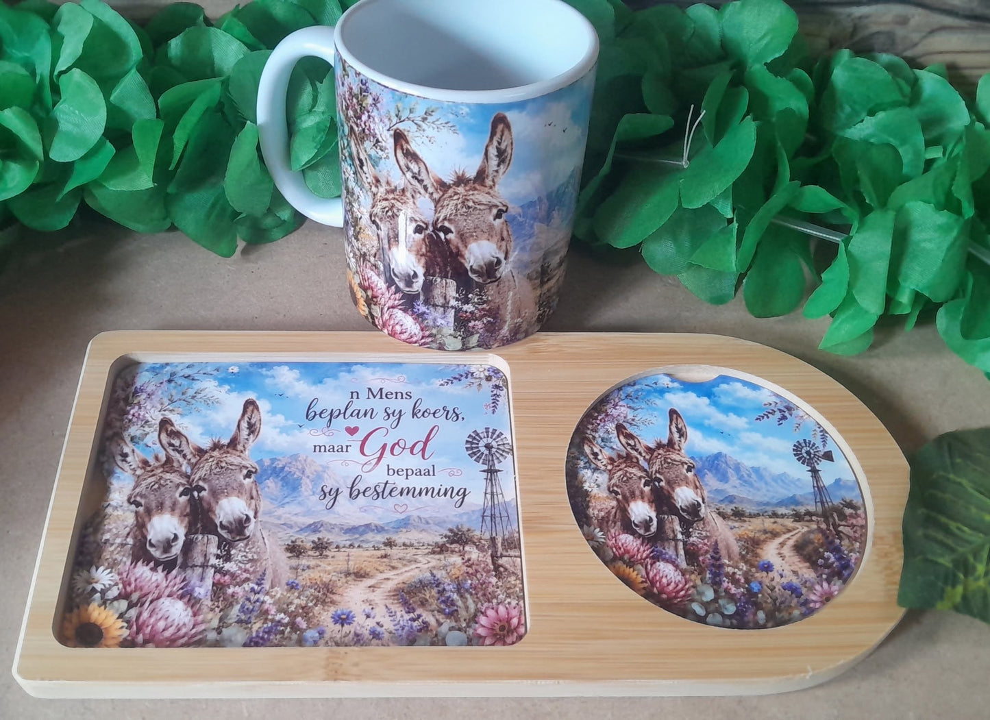 Printed Rusk / Biscuit Wooden Board with Mug