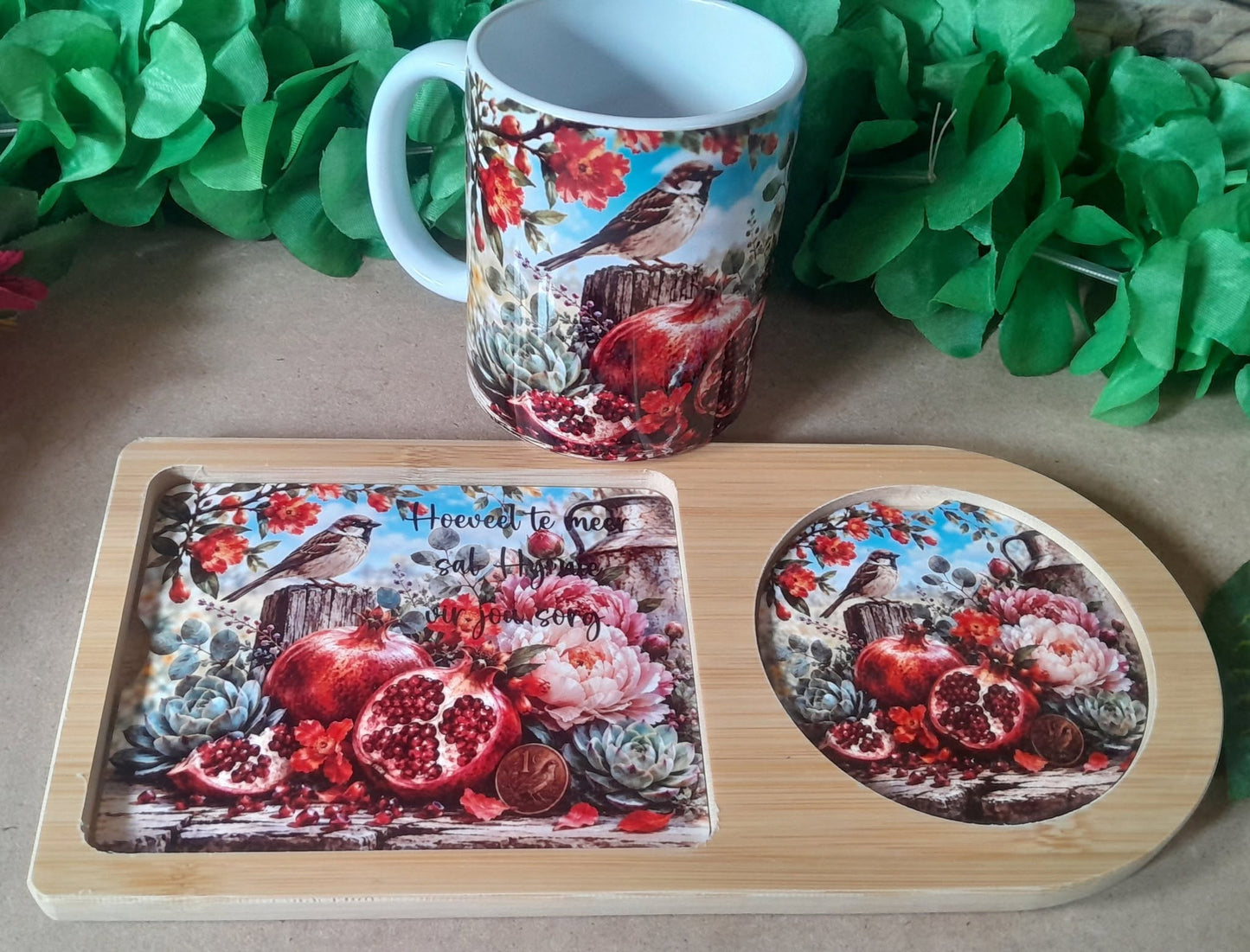 Printed Rusk / Biscuit Wooden Board with Mug