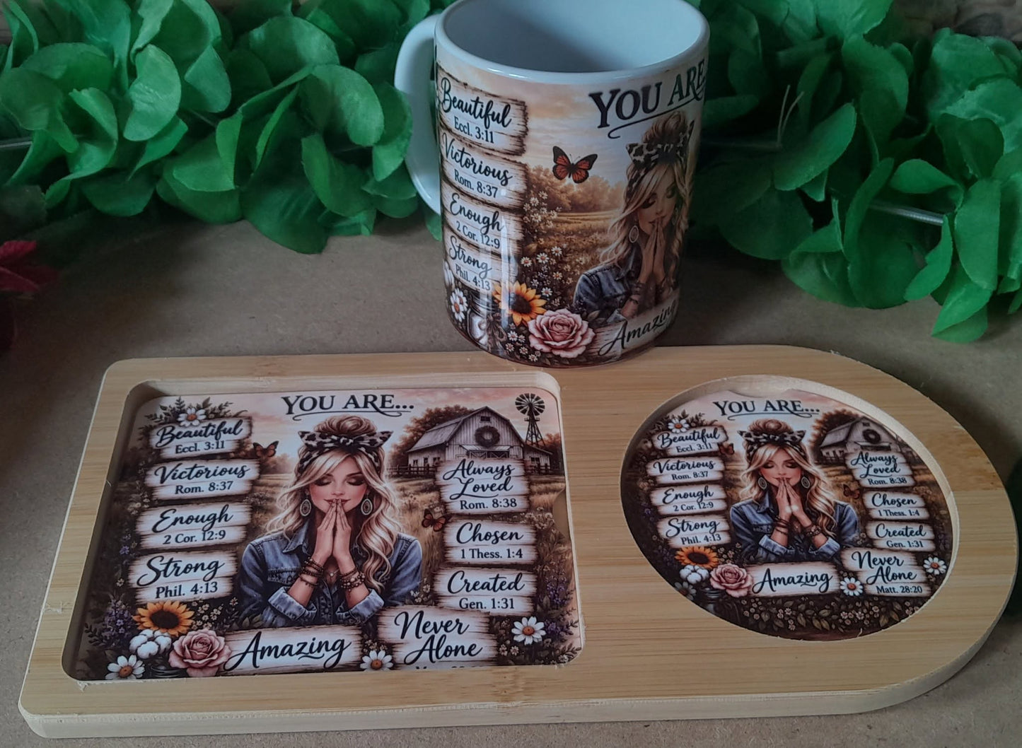 Printed Rusk / Biscuit Wooden Board with Mug