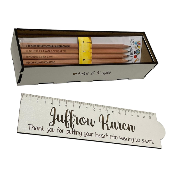 Personalized Teacher Pencil Box with 5 engraved pencils – The Knorr ...