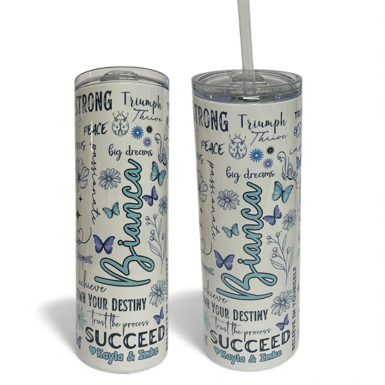 Personalized Skinny Tumbler with Straw