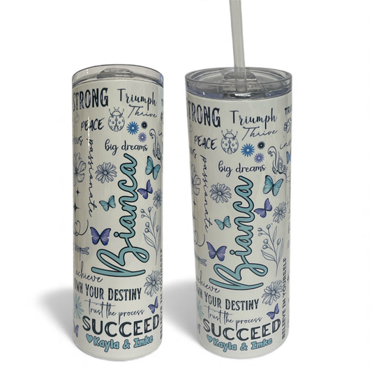 Personalized Skinny Tumbler with Straw
