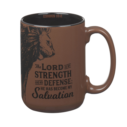 The Lord Is My Strength and My Defense; He Has Become My Salvation Brown Ceramic Mug
