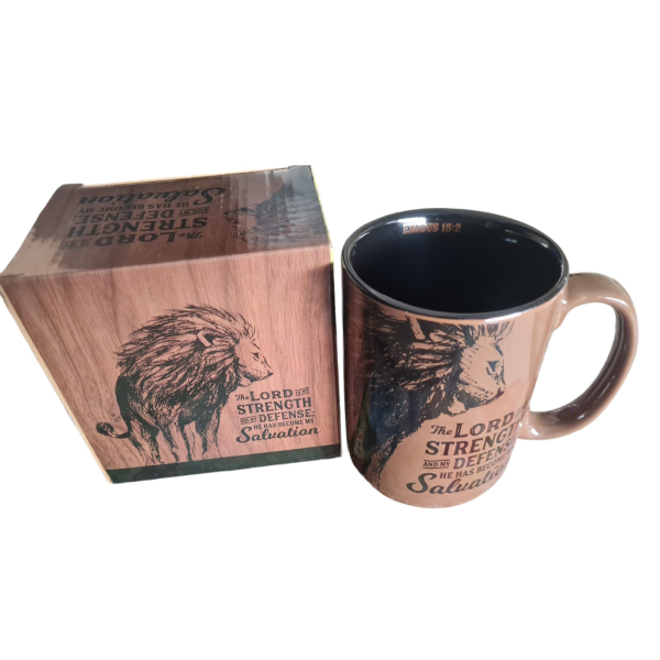 The Lord Is My Strength and My Defense; He Has Become My Salvation Brown Ceramic Mug