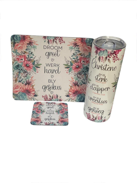 Personalized Tumbler, Mousepad, Coaster Combo Set